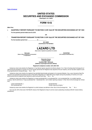 Thumbnail Lazard 10-Q Quarterly Report FY2016 