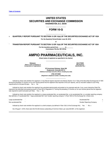 Thumbnail Ampio Pharmaceuticals 10-Q Quarterly Report FY2016 