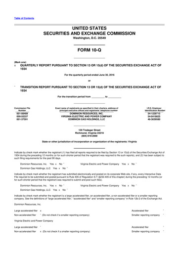 Thumbnail Dominion Energy 10-Q Quarterly Report FY 