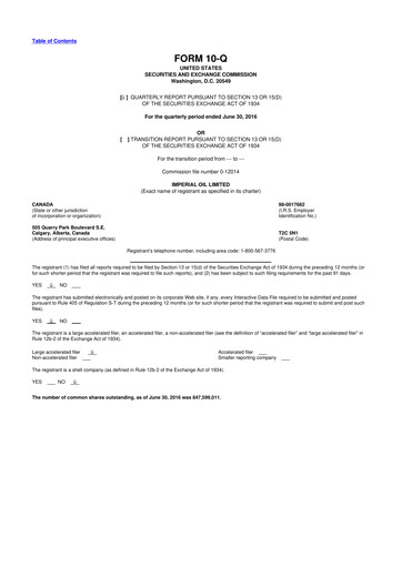 Thumbnail Imperial Oil
 10-Q Quarterly Report FY2016 