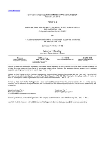 Thumbnail Morgan Stanley 10-Q Quarterly Report FY2016 