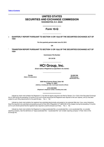 Thumbnail HCI Group
 10-Q Quarterly Report FY2016 
