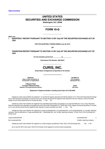 Thumbnail Curis 10-Q Quarterly Report FY2016 