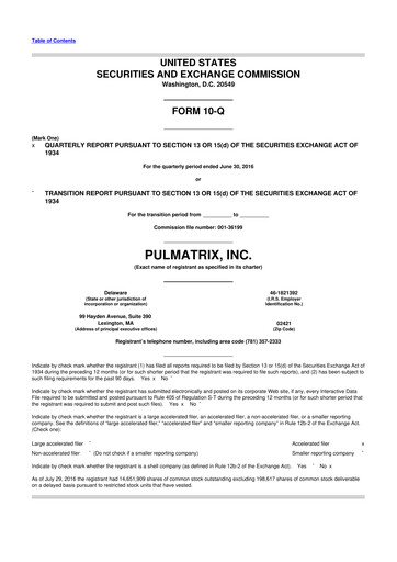 Thumbnail Pulmatrix 10-Q Quarterly Report FY2016 