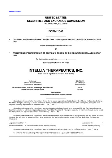 Thumbnail Intellia Therapeutics 10-Q Quarterly Report FY2016 