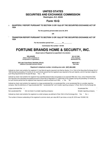 Thumbnail Fortune Brands Innovations 10-Q Quarterly Report FY2016 