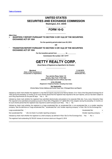 Thumbnail Getty Realty 10-Q Quarterly Report FY2016 