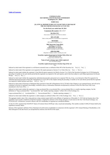 Miniature ResMed 10-K Rapport annuel 2016