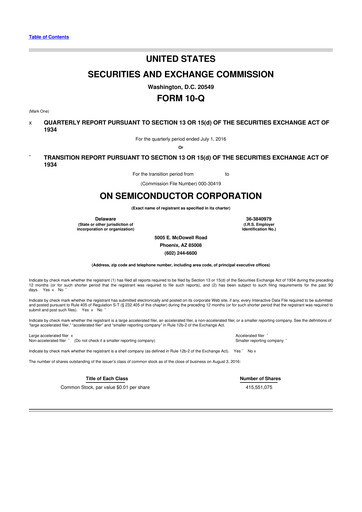 Thumbnail ON Semiconductor 10-Q Quarterly Report FY2016 