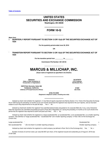 Miniature Marcus & Millichap 10-Q Rapport trimestriel 2016 