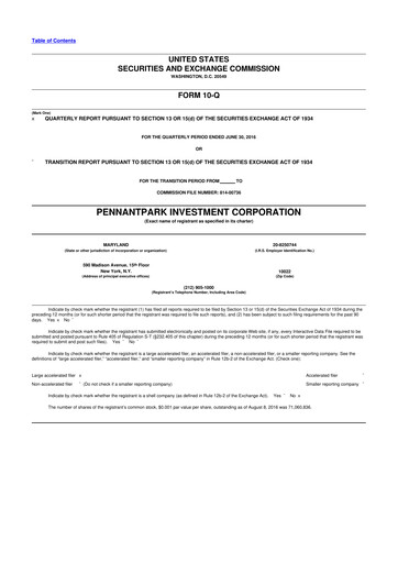 Vorschaubild PennantPark Investment 10-Q Quartalsbericht  