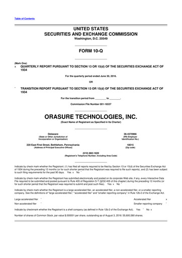 Thumbnail OraSure Technologies 10-Q Quarterly Report FY2016 