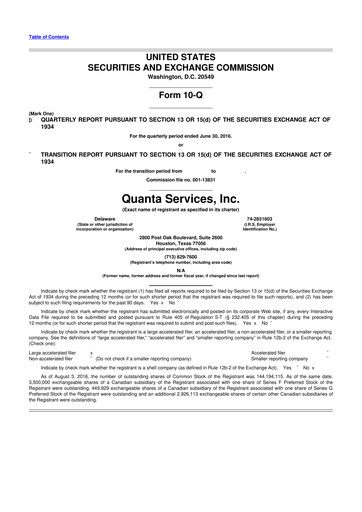 Thumbnail Quanta Services
 10-Q Quarterly Report FY2016 