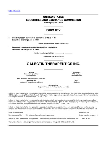 Thumbnail Galectin Therapeutics 10-Q Quarterly Report FY2016 