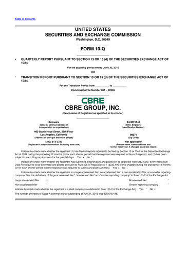 Miniature CBRE Group
 10-Q Rapport trimestriel 2016 