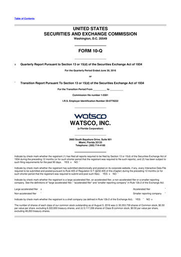 Thumbnail Watsco
 10-Q Quarterly Report FY2016 