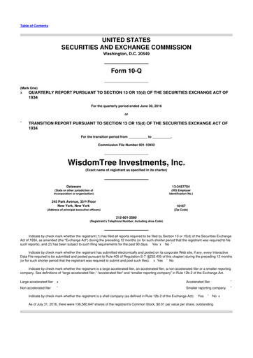 Thumbnail WisdomTree
 10-Q Quarterly Report FY2016 
