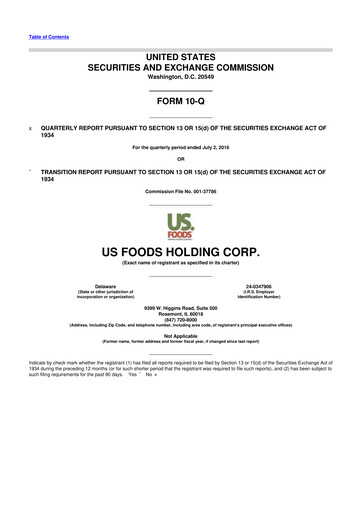 Thumbnail US Foods 10-Q Quarterly Report FY2016 