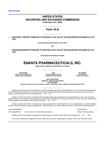 Thumbnail Enanta Pharmaceuticals
 10-Q Quarterly Report FY2016 