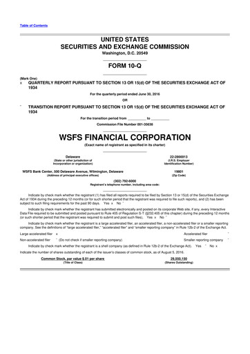 Thumbnail WSFS Financial 10-Q Quarterly Report FY2016 