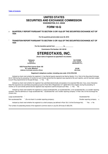 Vorschaubild Stereotaxis 10-Q Quartalsbericht 2016 