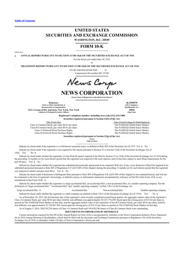 Thumbnail News Corp 10-K Annual Report 2016