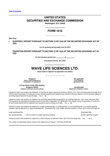 Thumbnail Wave Life Sciences 10-Q Quarterly Report FY2016 