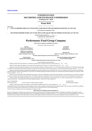 Thumbnail Performance Food Group 10-K Annual Report 2016