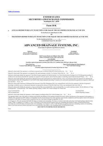 Thumbnail Advanced Drainage Systems
 10-K Annual Report 2016