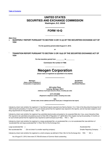 Vorschaubild Neogen 10-Q Quartalsbericht 2017 
