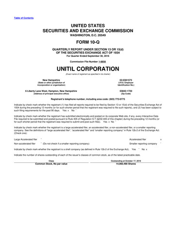 Thumbnail Unitil Corporation
 10-Q Quarterly Report FY2016 