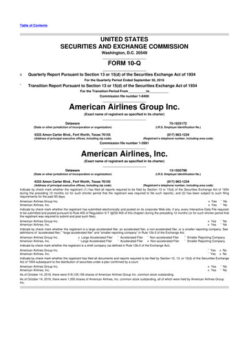 Thumbnail American Airlines 10-Q Quarterly Report FY 