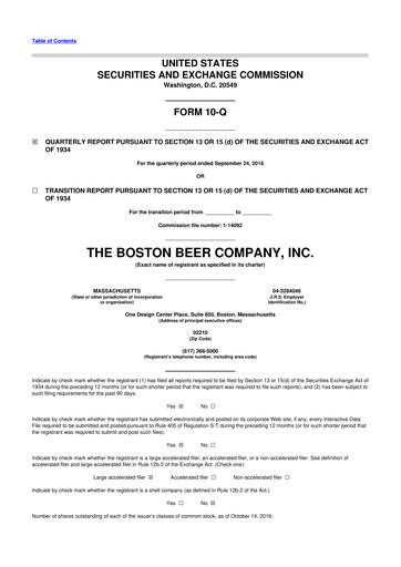 Thumbnail Boston Beer Company 10-Q Quarterly Report FY2016 