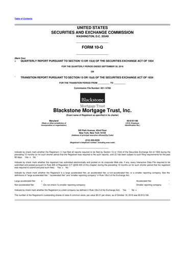 Thumbnail Blackstone Mortgage Trust
 10-Q Quarterly Report FY2016 