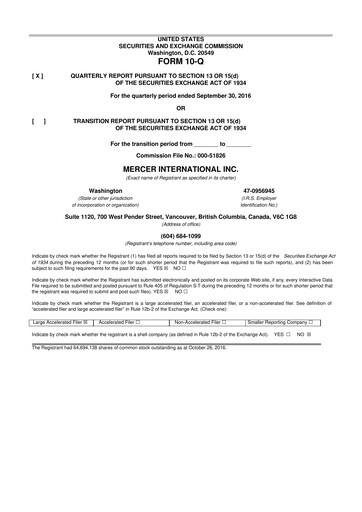 Thumbnail Mercer International 10-Q Quarterly Report FY2016 