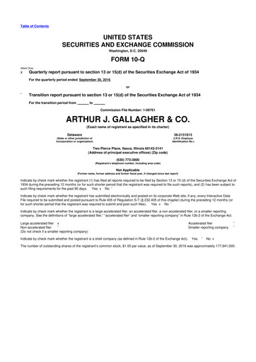 Thumbnail Arthur J. Gallagher & Co.
 10-Q Quarterly Report FY2016 