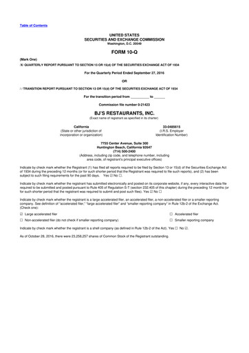 Thumbnail BJ's Restaurants
 10-Q Quarterly Report FY2016 