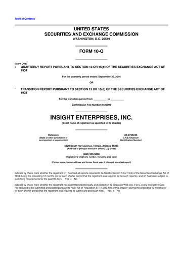 Thumbnail Insight Enterprises
 10-Q Quarterly Report FY2016 