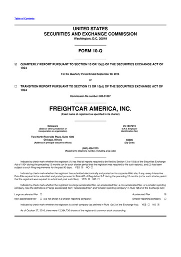 Thumbnail FreightCar America
 10-Q Quarterly Report FY2016 