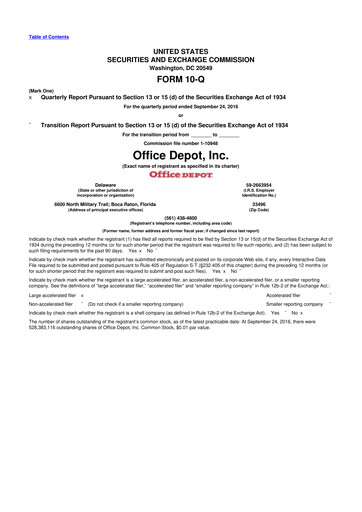 Thumbnail The ODP Corporation
 10-Q Quarterly Report FY2016 