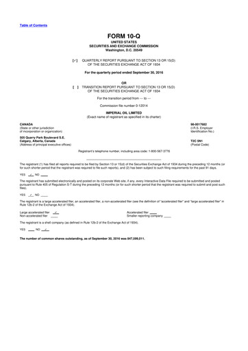 Thumbnail Imperial Oil
 10-Q Quarterly Report FY2016 