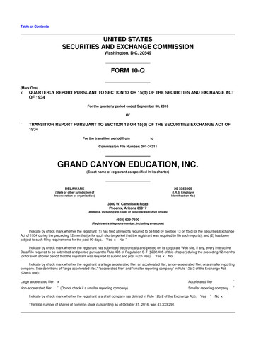 Vorschaubild Grand Canyon Education 10-Q Quartalsbericht 2016 