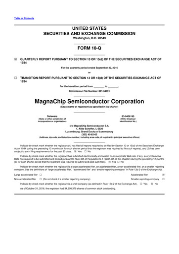 Vorschaubild Magnachip Semiconductor 10-Q Quartalsbericht 2016 