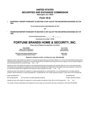 Thumbnail Fortune Brands Innovations 10-Q Quarterly Report FY2016 