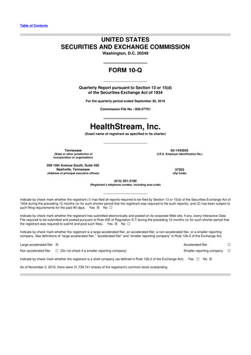 Thumbnail HealthStream 10-Q Quarterly Report FY2016 