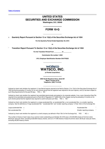 Thumbnail Watsco
 10-Q Quarterly Report FY2016 