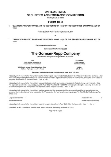 Vorschaubild Gorman-Rupp 10-Q Quartalsbericht 2016 