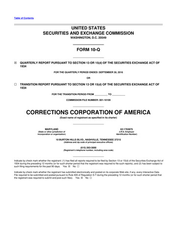 Thumbnail CoreCivic 10-Q Quarterly Report FY2016 