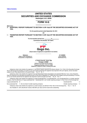 Vorschaubild Gogo Inflight Internet
 10-Q Quartalsbericht 2016 