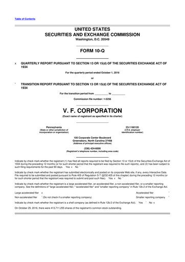 Vorschaubild VF Corporation 10-Q Quartalsbericht 2016 